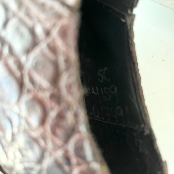 Rod Patrick Womens Western Boots Loafers Pull on Shoes 5C Brown Caiman Leather - Picture 9 of 11